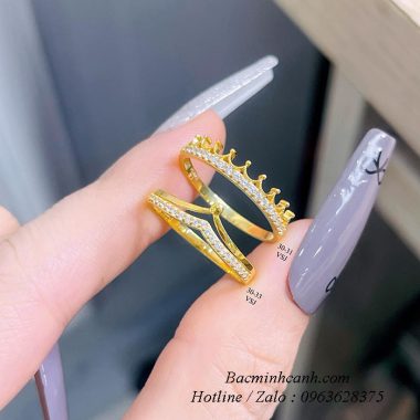 Nhẫn nữ vàng tây 10k đá nhỏ basic NNU244 nhan-nu-vang-10k-vuong-mien-dinh-da-sang-trong-nnu265-1-380x380