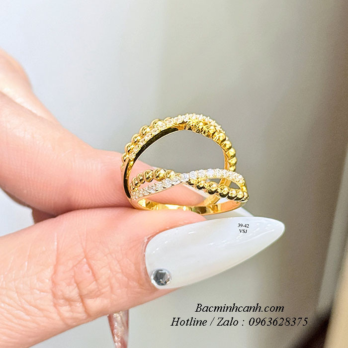 Nhẫn nữ vàng tây 10k chữ X NNU267