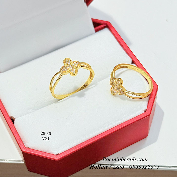 Nhẫn nữ vàng tây 10k cỏ 4 lá nạm đá NNU250 nhan-nu-vang-tay-10k-co-4-la-nam-da-nnu250-2