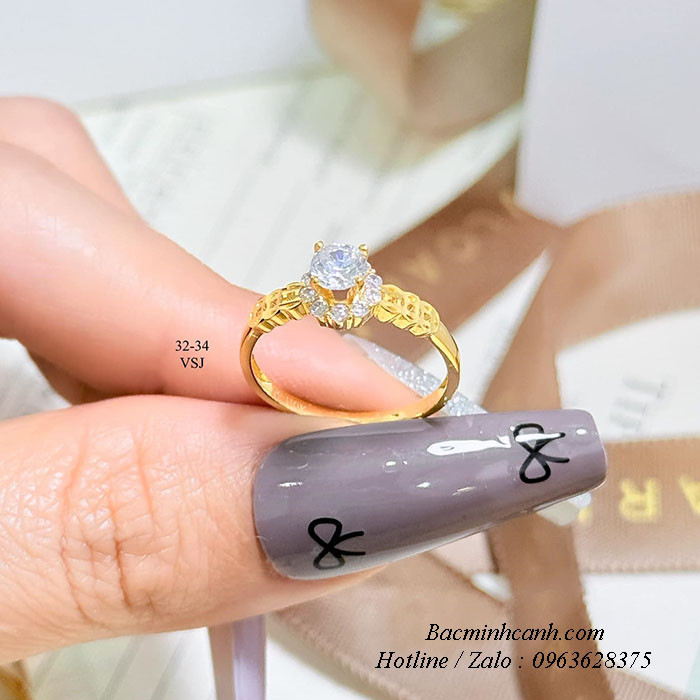 Nhẫn nữ vàng tây 10k kim tiền đá cao NNU251