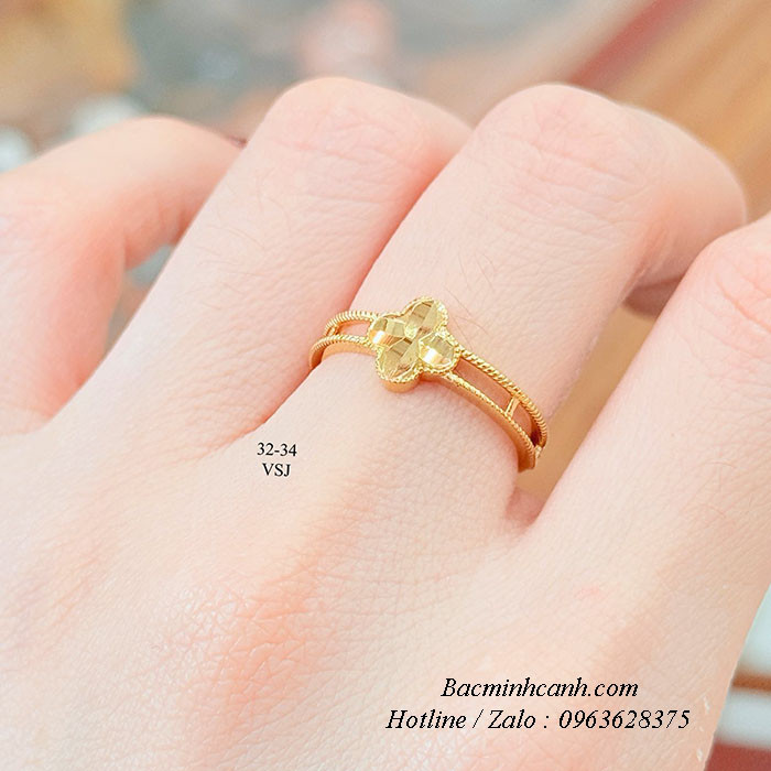 Nhẫn nữ vàng tây 10k cỏ 4 lá trơn NNU246
