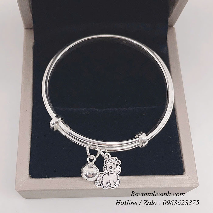 Vòng bạc hình con Ngựa khắc tên cho bé yêu TE477