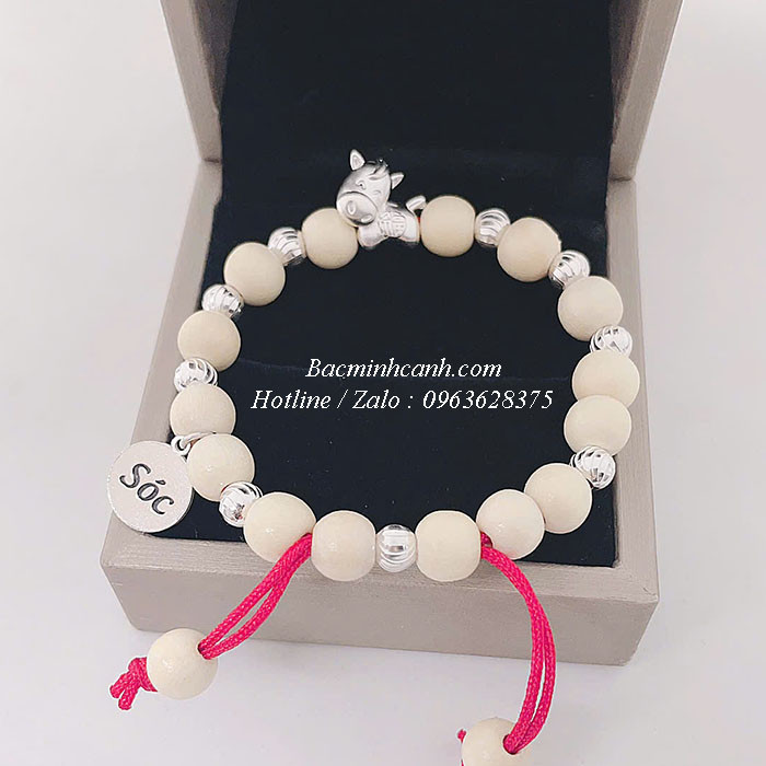 Vòng dâu tằm con Ngựa khắc tên cho bé VDT032