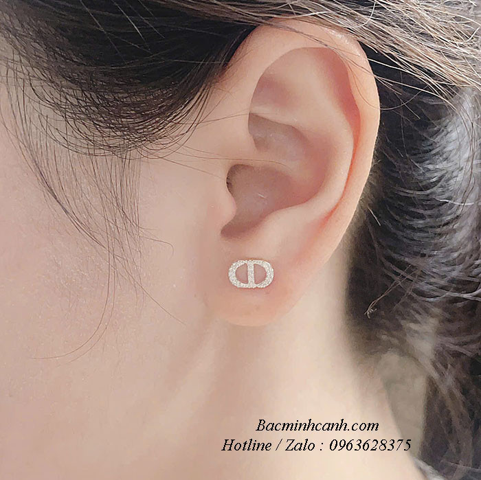 Bông tai bạc nữ CD đính đá BT451