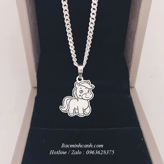 Dây chuyền, vòng cổ bạc hình con Ngựa cho bé TE480