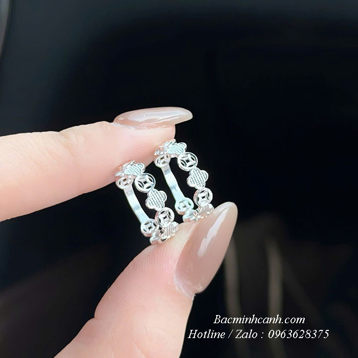 Nhẫn bạc nữ hoa kim tiền NNU278