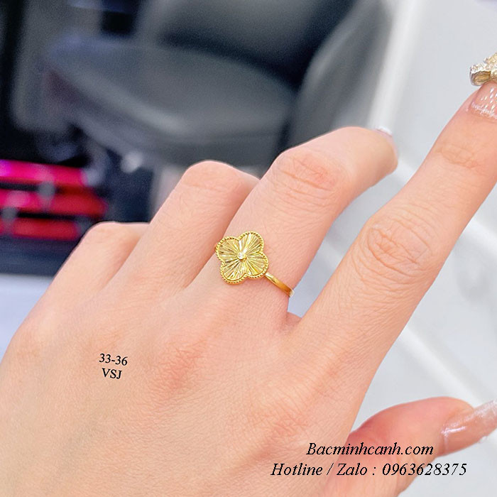 Nhẫn cỏ 4 lá phay vàng 10k NNU274