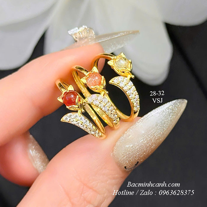 Nhẫn hồ ly baby vàng 10k lắp đá NNU270