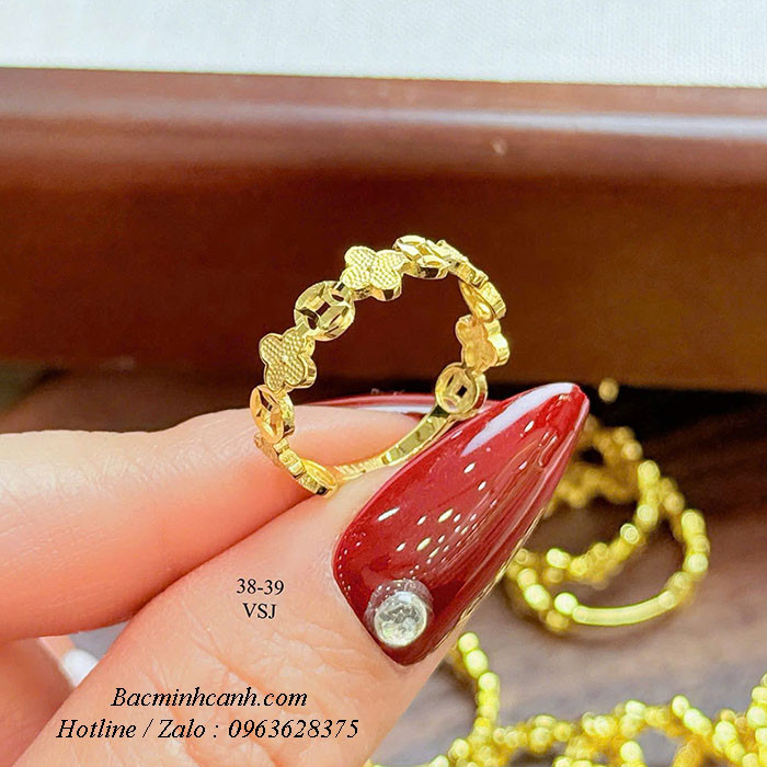 Nhẫn hoa mai kim tiền vàng 10k NNU276