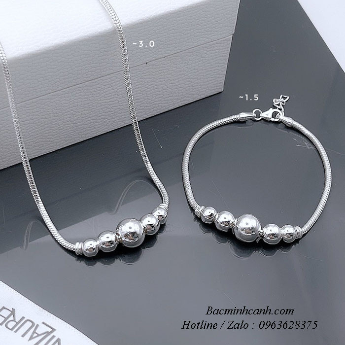 Bộ trang sức bạc chuỗi bi cho bé gái TE483