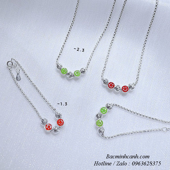 Bộ trang sức bạc mặt cười cho bé gái TE481