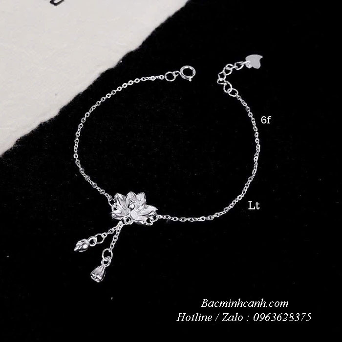 Lắc tay bạc nữ hoa sen LTNU445