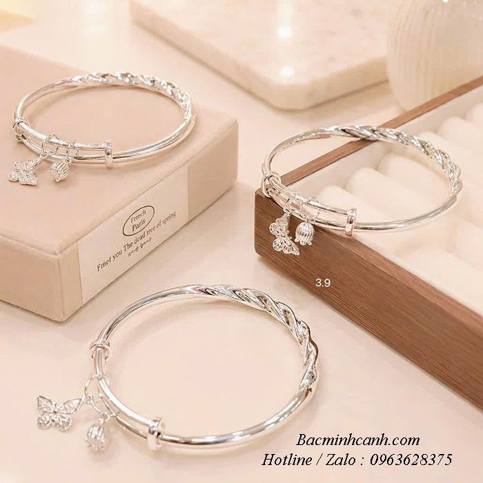 Vòng tay nữ sóng trơn mix hồ điệp LTNU452