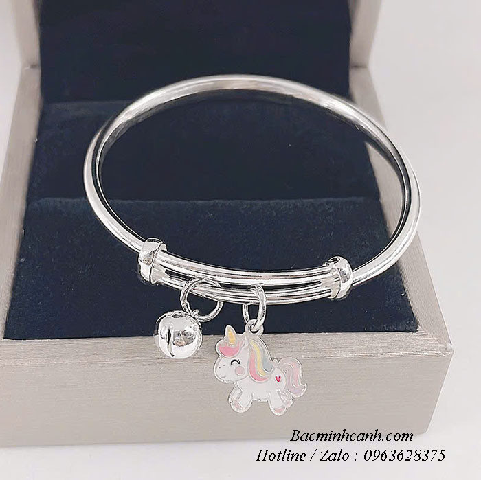 Vòng bạc charm ngựa pony cho bé 2026 TE488