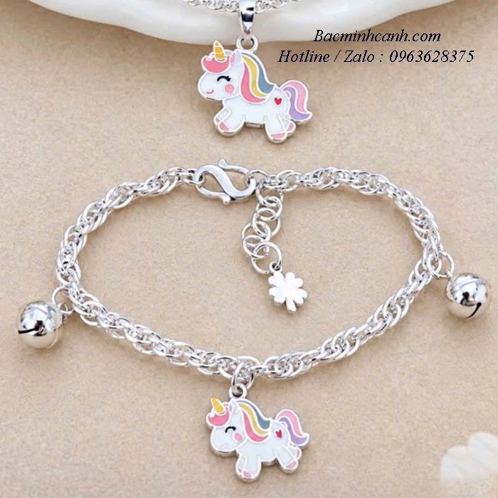 Lắc bạc trẻ em xoắn mix charm 12 con giáp TE493